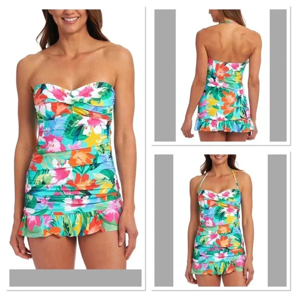 La Blanca Bird of Paradise Tankini and Ruffle Skirt  Size 12 - Picture 1 of 14